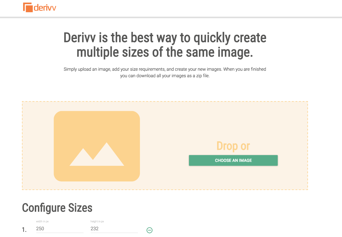 Derivv image resizing app preview